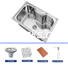 50/50 Cuenca dividida Cuenca doble SS Lavadero de cocina con grifo electroplacado