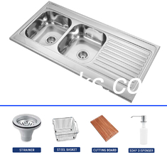 Polished SS Single Bowl Cuenca de cocina con tablero de drenaje 1200 * 600mm