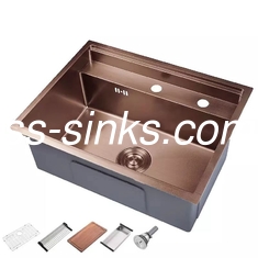 Cuenca de cocina rectangular de acabado de bronce para cocinas modernas