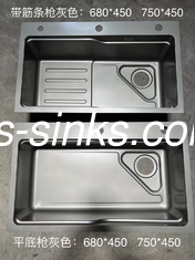 1 cuenco de lavabo de cocina con diseño rectangular de acero inoxidable de cromo / níquel 18/10