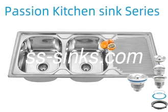 Fregadero de cocina de acero inoxidable con delantal de 1200 X 500 mm con espesor de 0,6 mm/0,8 mm/1,0 mm y tamaño del producto