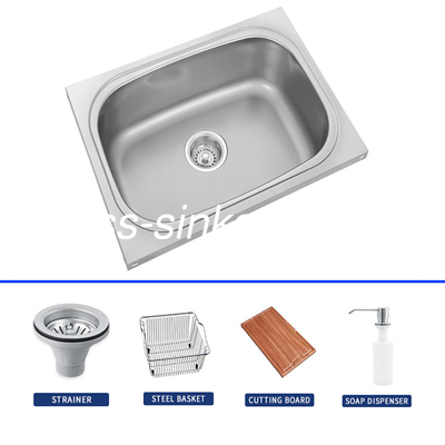 Cubo de cocina de una sola taza de acero inoxidable 304 con cesta SUS304