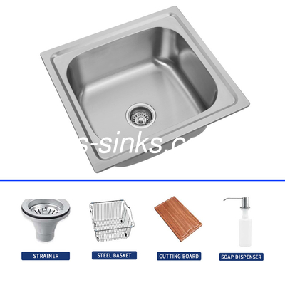 Cuadro de acero inoxidable mono lavabo de cocina con montaje superior de la instalación de acabado en relieve