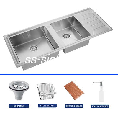 Resistente a la corrosión del fregadero de la cocina SS Doble cuenco en 1200 * 500 mm