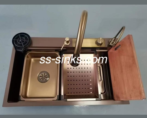 SS304 Grilla de protección sobre el mostrador de rodadura negro lavamanos de cocina hechos a mano