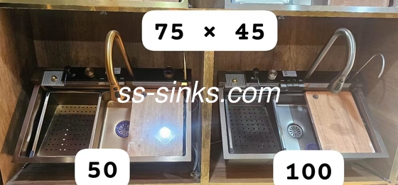 Hermoso fregadero de acero inoxidable 304 de plata para cocinas modernas y clásicas