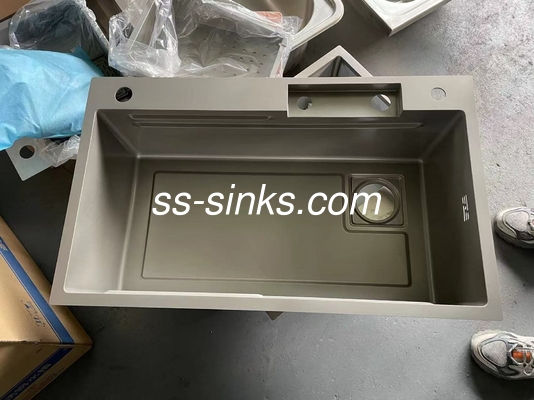 Forma de cuenco rectangular Montaje superior del fregadero de acero inoxidable acabado satinado de uso pesado