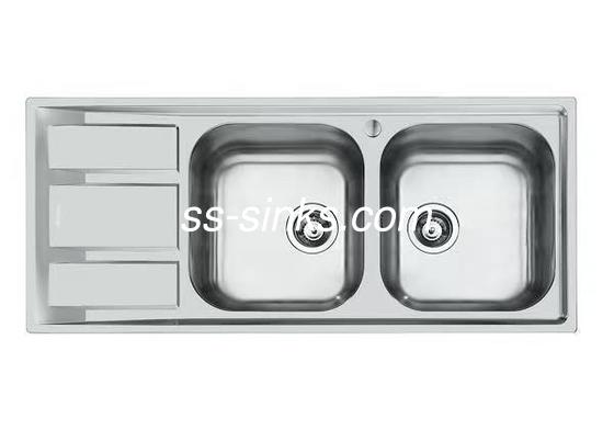 Lavadero de cocina de acero inoxidable con tablero de drenaje resistente a la oxidación duradero