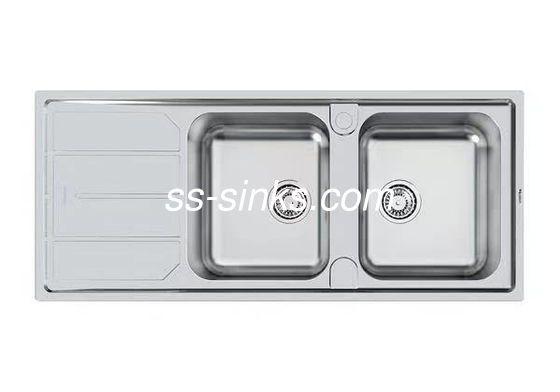 Cuenca de cocina de acero inoxidable de drenaje trasero con tablero de drenaje de 1200 x 500 mm