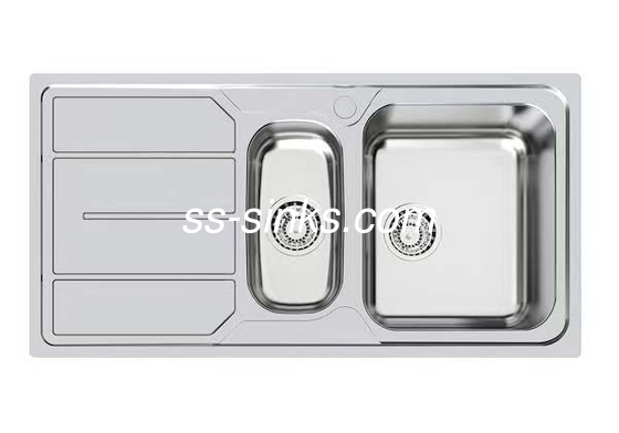 Cuenca de cocina de acero inoxidable de drenaje trasero con tablero de drenaje de 1200 x 500 mm