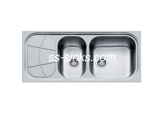 Cuenca de cocina de acero inoxidable de drenaje trasero con tablero de drenaje de 1200 x 500 mm