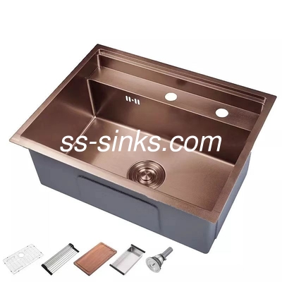 Cuenca de cocina rectangular de acabado de bronce para cocinas modernas