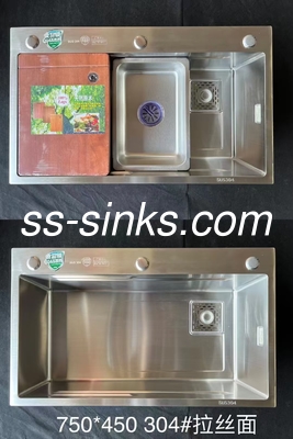 1 cuenco de lavabo de cocina con diseño rectangular de acero inoxidable de cromo / níquel 18/10