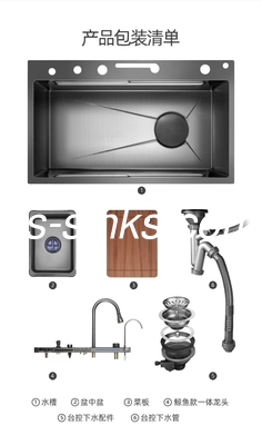Lavadero de cocina de montaje superior para gabinete de 36 pulgadas 21cm Profundidad del tazón 3 agujeros del grifo y más