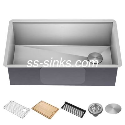 El fregadero de cocina de estilo moderno con 3.5 pulgadas de drenaje de apertura de forma de tazón rectangular