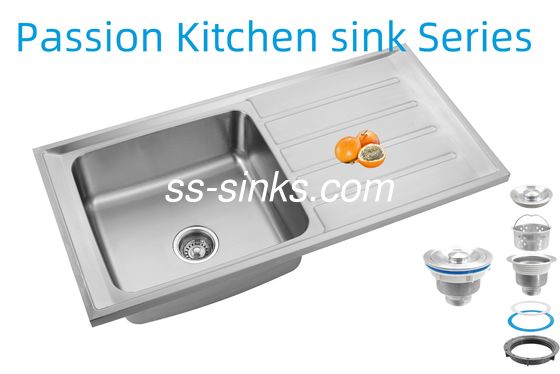 Fregadero de cocina moderno con desagüe trasero y escurridor para cocinas contemporáneas