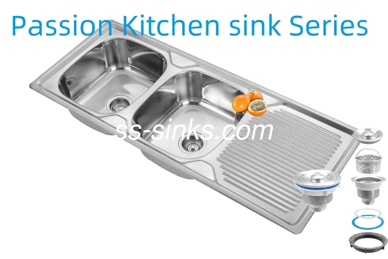 Fregadero de cocina de acero inoxidable con delantal de 1200 X 500 mm con espesor de 0,6 mm/0,8 mm/1,0 mm y tamaño del producto