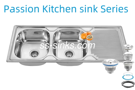 Fregadero de cocina de acero inoxidable con delantal de 1200 X 500 mm con espesor de 0,6 mm/0,8 mm/1,0 mm y tamaño del producto