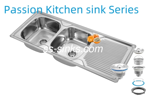 Fregadero de cocina de acero inoxidable con delantal de 1200 X 500 mm con espesor de 0,6 mm/0,8 mm/1,0 mm y tamaño del producto