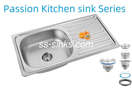 33 X 22 pulgadas El fregadero de cocina con el tablero de descarga de acero inoxidable 18/10 cromo / níquel y accesorios Colander