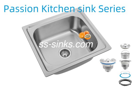 1 Cuenco de lavadero de cocina con diseño rectangular de acero inoxidable de cromo / níquel 18/10