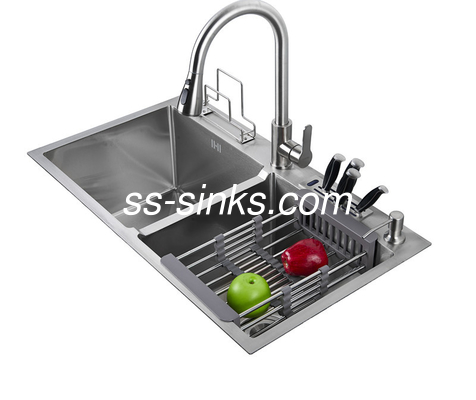 Grado doble del indicador T-304 del lavabo 20 del fregadero de cocina de Topmount 50/50 hecho a mano