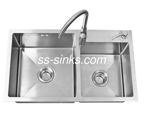 Cuenco hecho a mano de acero inoxidable 3.5m m del fregadero del fregadero del delantal del lavabo R10 dos