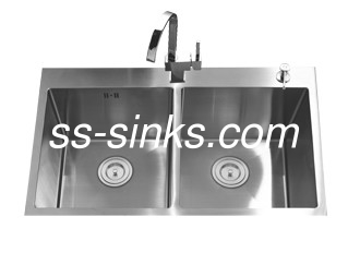Profundidad igual de acero inoxidable del lavabo 210m m del fregadero de cocina 2 hechos a mano universales