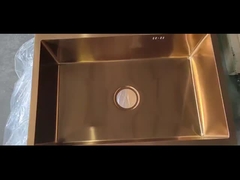 Lavadero de cocina de acero inoxidable de color oro Lavadero de tazón único con orificio de desbordamiento